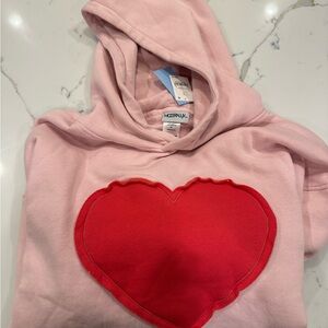 Modern Lux Pink Hoodie with Red Heart